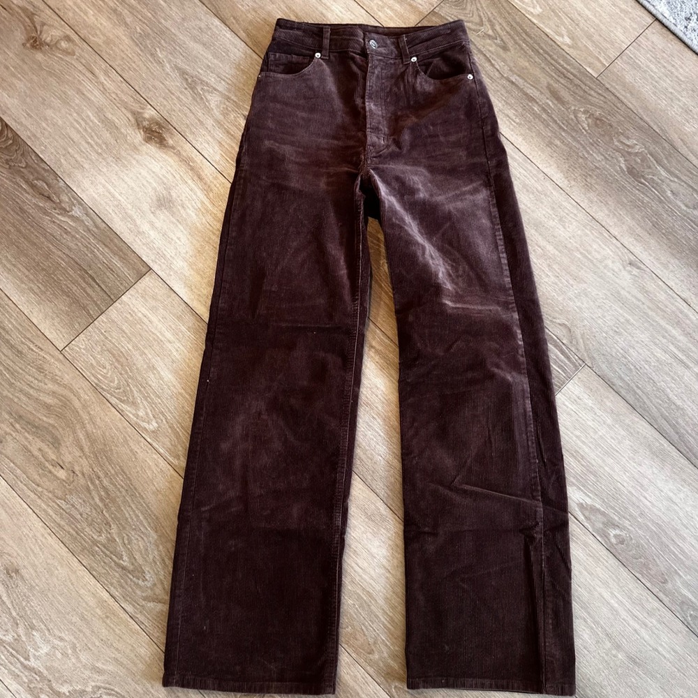 H&M Divided Brown Corduroy Wide Leg High Rise Pants Size 4 P/N 1012508 6